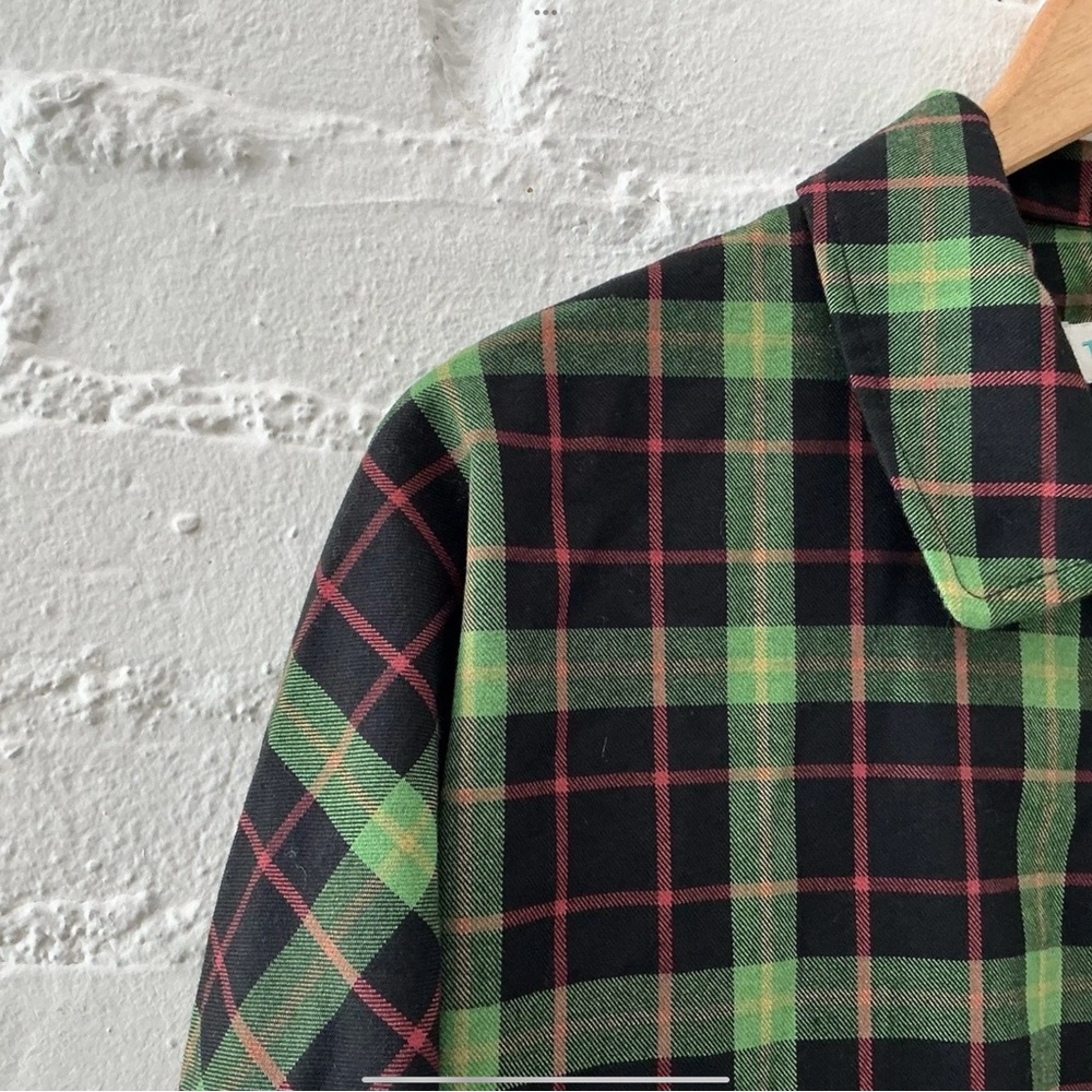 Vintage Y2K Teddy Fresh Cropped Plaid Jacket Zip Up Preppy Retro Grunge Size M - Picture 2 of 13